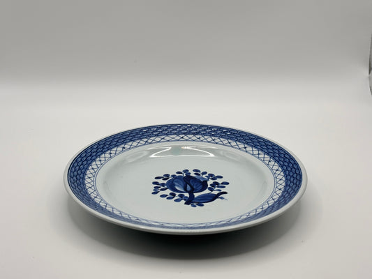 Royal Copenhagen Plate, Blue Lattice with Leaf Motif, Mid-20th Century