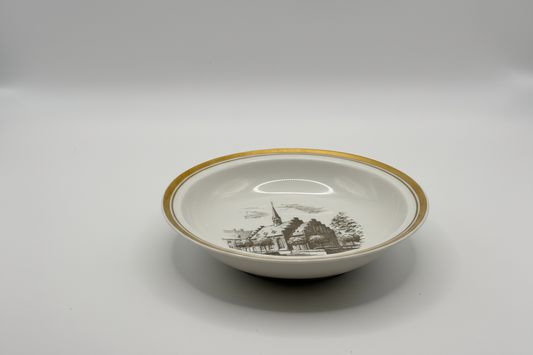 Royal Copenhagen 1971 plate angled view showing Danish landmark scene