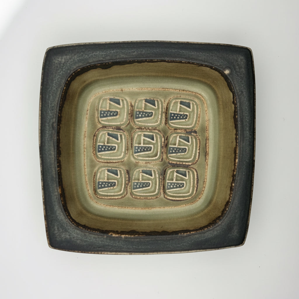 Royal Copenhagen Stoneware Dish — Geometric Relief, Denmark 1960s