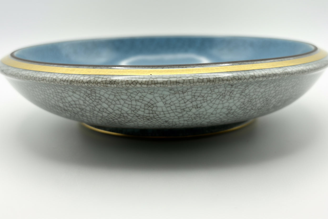Royal Copenhagen Stoneware Bowl — Crackle Glaze with Brass Rim, Denmark 1960s