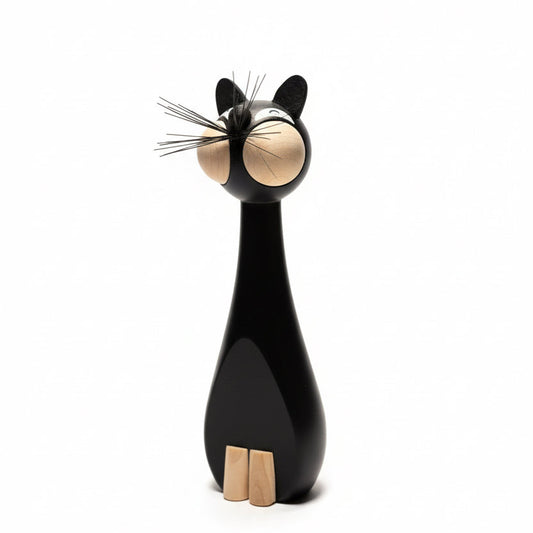 Gunnar Flørning Cat Figure | Scandinavian Wooden Cat Sculpture